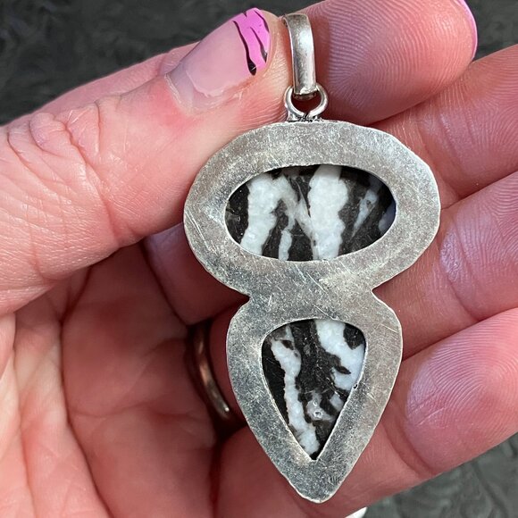 Double Zebra Jasper Agate Natural Pendant Gemstone Crystal Jewelry - Picture 4 of 6